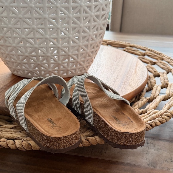 Silver Rhinestone Slide Sandals - Picture 4 of 7